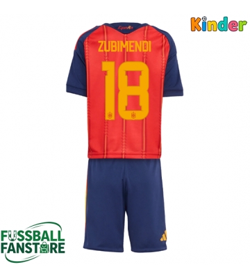 Spanien Martin Zubimendi #18 Replik Heimtrikot Kinder WM 2026 Kurzarm (+ Kurze Hosen)